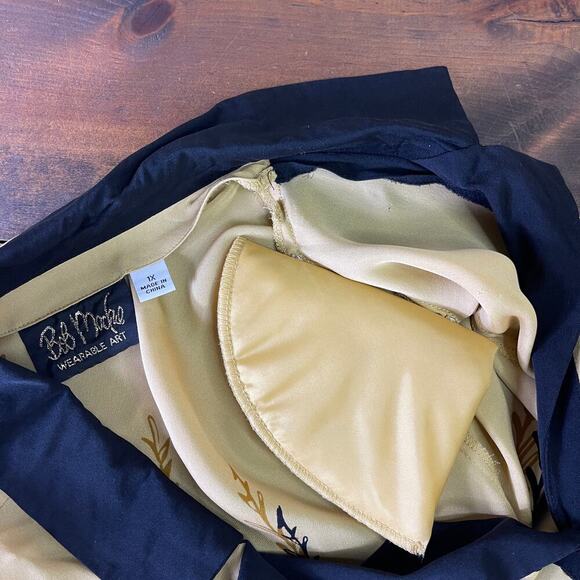 Bob Mackey Wearable Art Long Sleeve Button Up Vine Print Silk Blouse Women's 1X - Picture 8 of 10